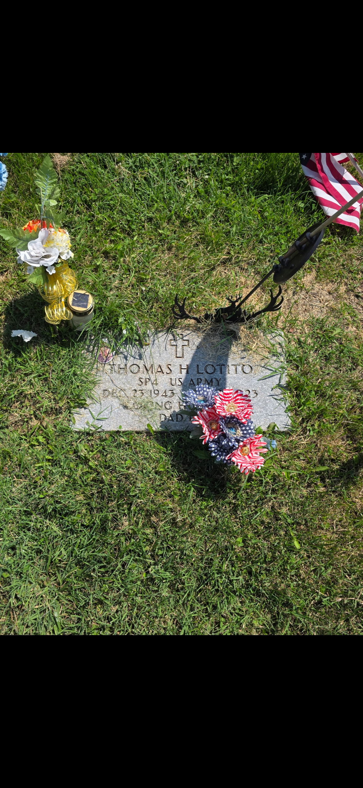 Thomas H. Lotito headstone before cleaning